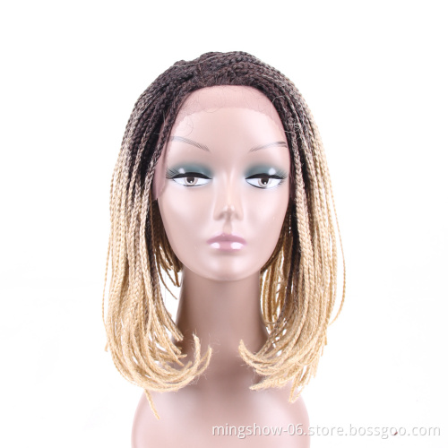 Micro Lace Front Braid Wig Short Blonde Black Wigs For Women Heat Resistant Synthetic Hair